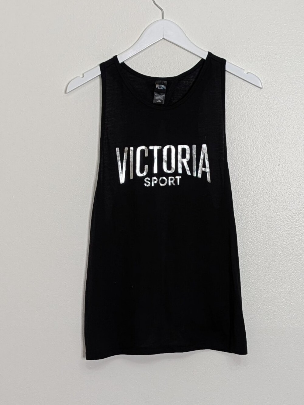 Victoria's Secret Tank Large Black Sport Open Back Tie Workout Athleisure